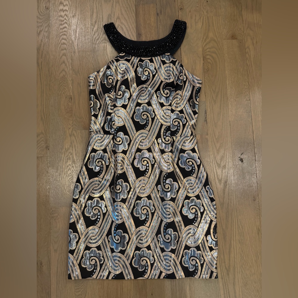 Lilly Pulitzer Black and Gold Swirl Dress